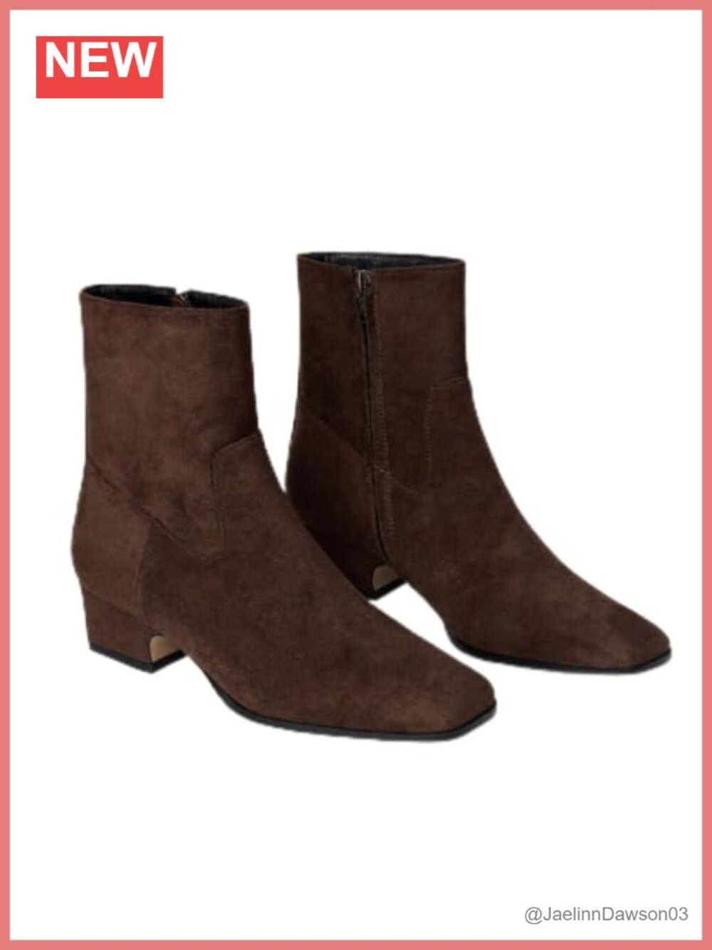 Women's Ankle Boots Square Toe Low Chunky Block Heel Booties Side Zipper Suede